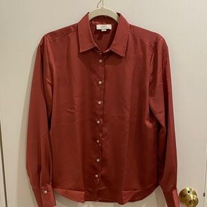 Dusty Rose Satin Button Down